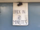 Back in 2 minutes sign