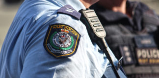 Police officers at a climate change rally
