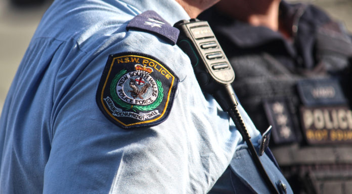 Police officers at a climate change rally