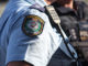 Police officers at a climate change rally