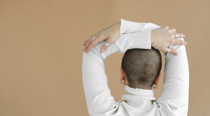 Female with a shaved head